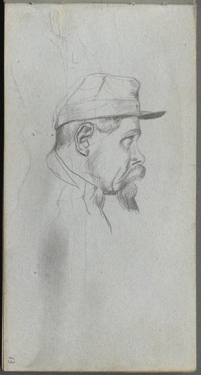 Sketchbook, page 13: Bust of a Man in Profile by Jean Louis Ernest Meissonier