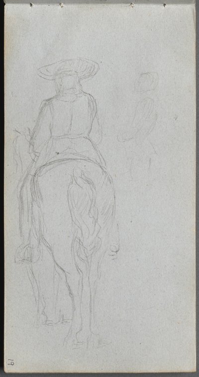 Sketchbook, Page 19: Study of a Figure on Horseback Seen from Behind by Ernest Meissonier