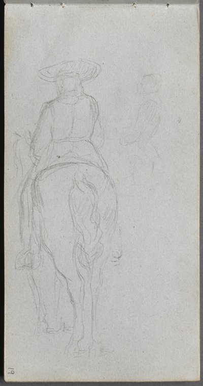 Sketchbook, Page 19: Study of a Figure on Horseback Seen from Behind by Jean Louis Ernest Meissonier