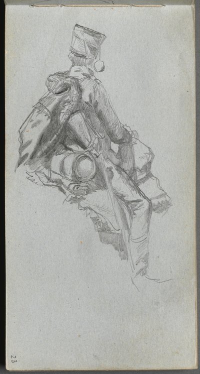 Sketchbook, page 23: Seated Soldier by Ernest Meissonier