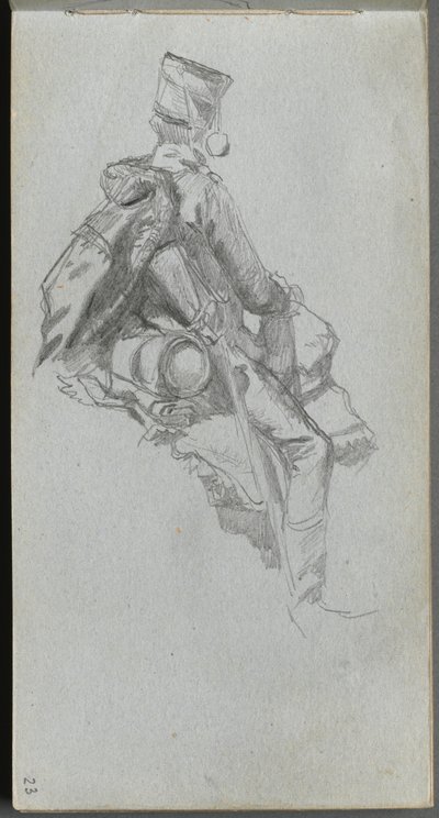 Sketchbook, Page 23: Seated Soldier by Jean Louis Ernest Meissonier