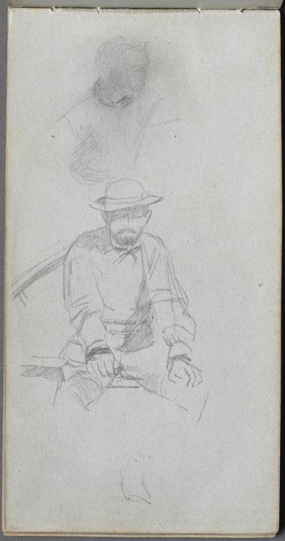 Sketchbook, page 30: Seated male Figure and Figure in Profile by Jean Louis Ernest Meissonier