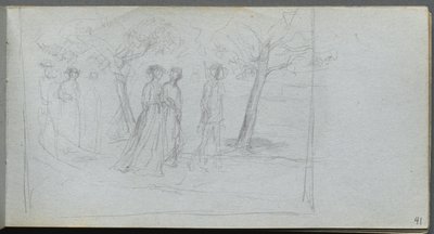 Sketchbook, page 41: Figures in a Landscape by Ernest Meissonier