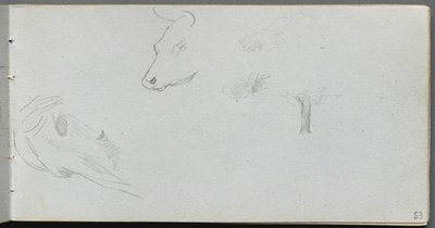 Sketchbook, page 53: Animal Studies and Tree Study by Ernest Meissonier