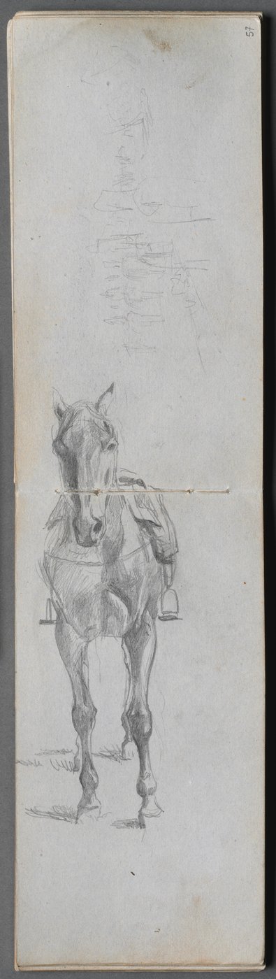 Sketchbook, Page 56 & 57: Study of a Horse by Jean Louis Ernest Meissonier