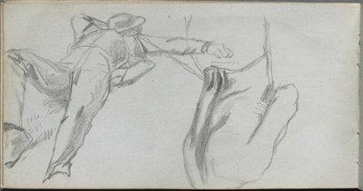 Sketchbook, page 58: Reclining Figure and Figure from behind by Ernest Meissonier
