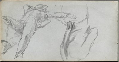 Sketchbook, Page 58: Reclining Figure and Figure from Behind by Jean Louis Ernest Meissonier