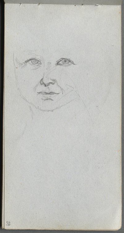 Sketchbook, Page 59: Study of a Face by Jean Louis Ernest Meissonier