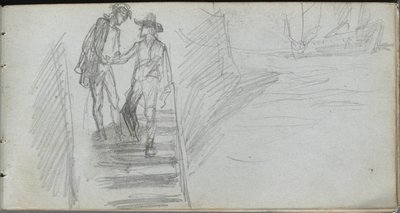Sketchbook, Page 64: Figures on a Stairway by Jean Louis Ernest Meissonier