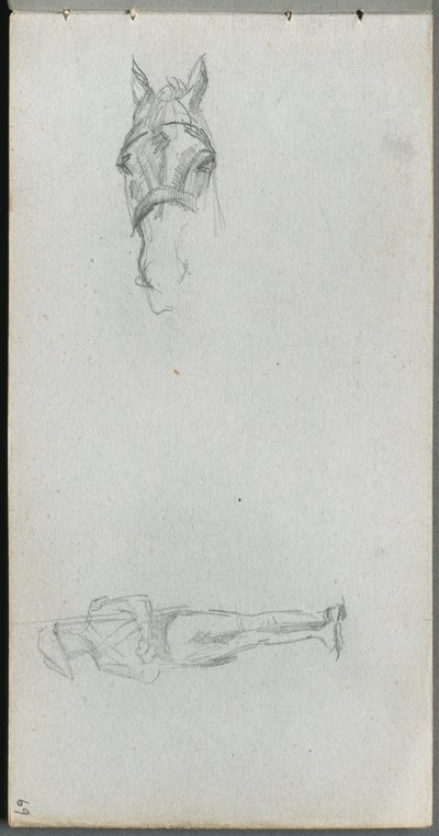 Sketchbook, page 69: Study of a Hand, a Horse, and a Figure by Ernest Meissonier