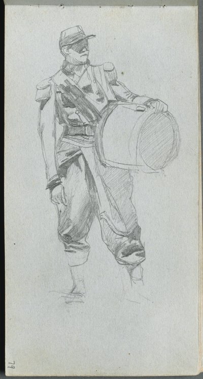 Sketchbook, page 79: Soldier with Drum by Ernest Meissonier