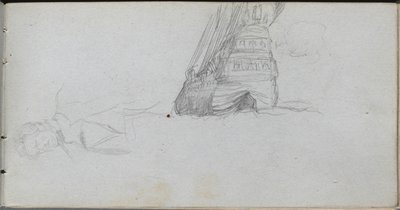 Sketchbook, page 84: Figure Study, Study of a Ship by Jean Louis Ernest Meissonier