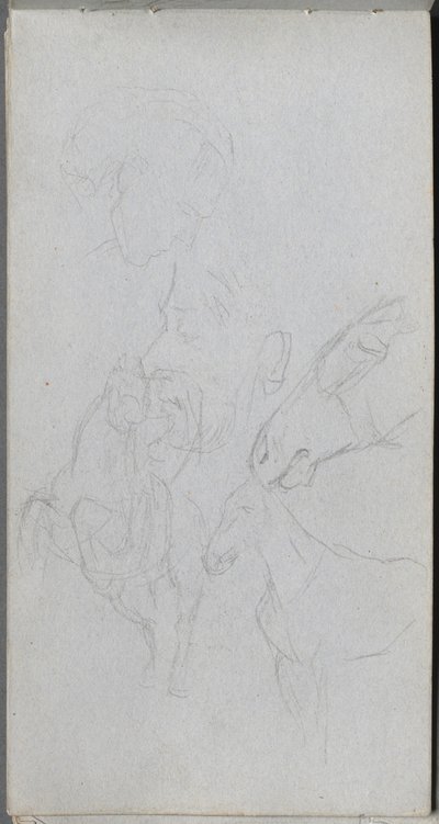 Sketchbook, page 90: Study of Horses, Profiles by Ernest Meissonier