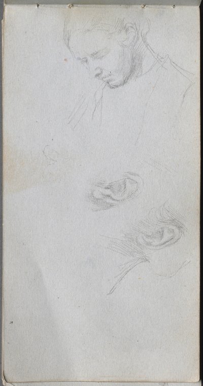 Sketchbook, page 96: Study of a Face, Ears by Ernest Meissonier