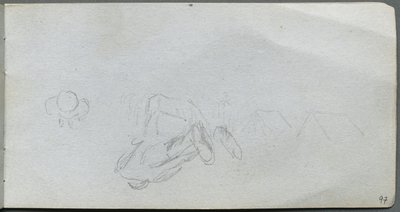 Sketchbook, page 97: Study of Figures, Buildings by Ernest Meissonier