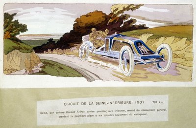 Circuit de la Seine-Inférieure, Szisz by car Renault Frères, came first in the stands, second in the general classification, losing 1st place only six minutes from the winner by Ernest Montaut