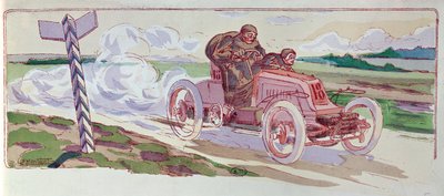 Henri Fournier in His Mors Competing in the Paris-Berlin Rally in 1901 by Ernest Montaut