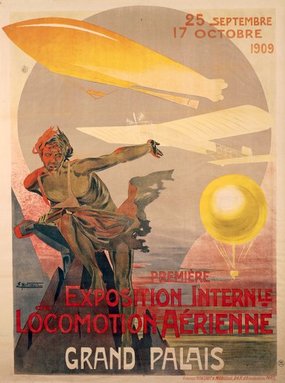 Poster for First International Exhibition of Aerial Locomotion, September 25 - October 17 by Ernest Montaut