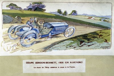 Racing: the Gordon Bennett Cup in 1905 - drawing by Ernest Montaut (1878-1909) by Ernest Montaut