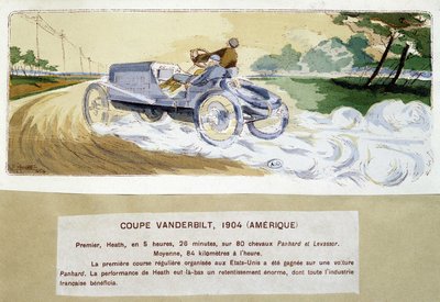Racing: the Vanderbilt Cup in 1904 - drawing by Ernest Montaut (1878-1909) by Ernest Montaut