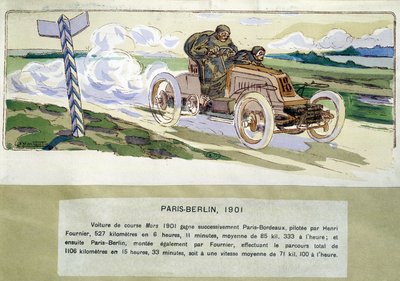 The Paris - Berlin race in 1901, drawing by Ernest Montaut (1878-1909) by Ernest Montaut
