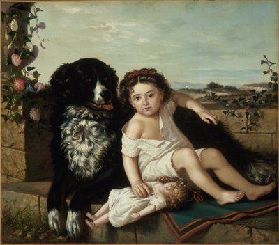 Portrait of a Girl with a Dog by Ernest Narjot