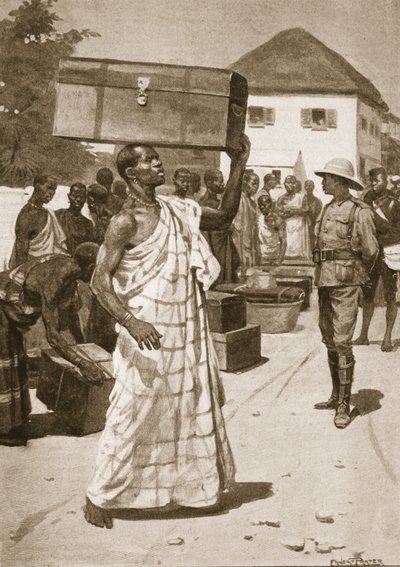 Carriers starting from Cape Coast Castle for Kumassi, illustration from 