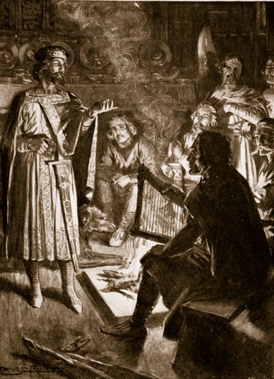 King Canute and the Poet, illustration from 