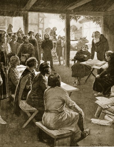 The Founding of Cambridge in 1109, illustration from 
