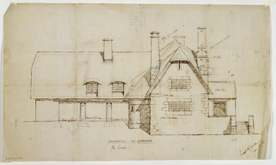 Garden Elevation of Cottage, Sapperton, 14th June 1902 by Ernest William Gimson