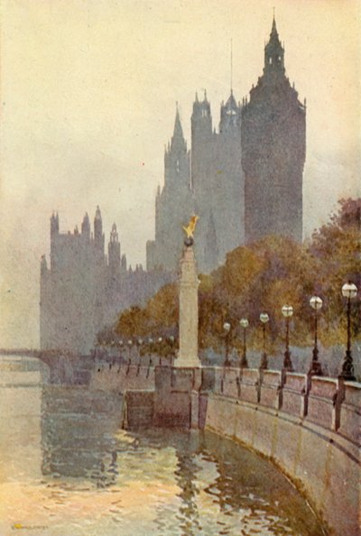 Houses of Parliament from the Embankment by Ernest William Haslehust