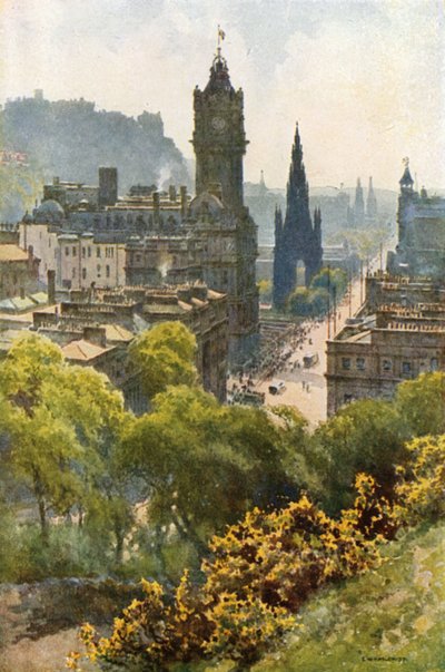 Princes Street from Calton Hill by Ernest William Haslehust