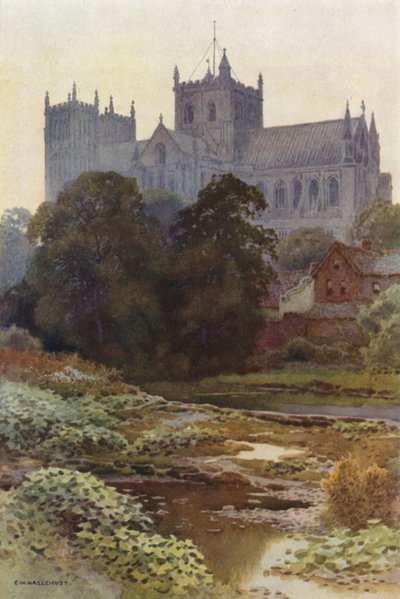 Ripon Minster from the River by Ernest William Haslehust