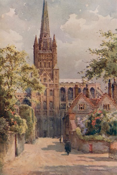 The Cathedral Precincts, Norwich by Ernest William Haslehust
