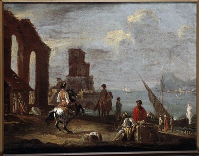 Landscape with Ruins Near the Sea by Ernest called Monsu Ernesto Daret