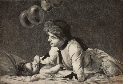 No one will ever love you way I do, mother and child, engraving by Ernesto Mancastroppa from painting by Raffaele Faccioli, from L