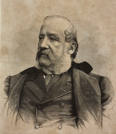 Portrait of Gerolamo Induno, Italian painter, engraving by Ernesto Mancastropa from photograph by Guigoni and Bossi, from L