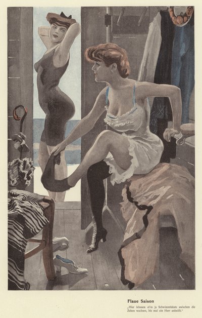 Two Women in the Changing Room at a Swimming Baths by Ernst (after) Heilemann