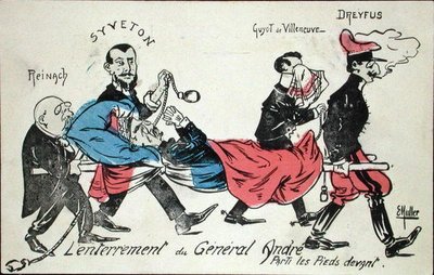 Burial of General Andre, carried out feet first by Joseph Reinach, Gabriel Syveton, Guyot de Villeneuve, and Alfred Dreyfus by Ernst Emmanuel Muller