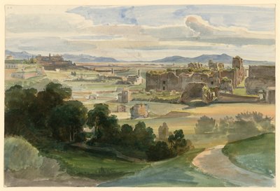 View of the Ruins of the Baths of Caracalla, with the Basilica of San Giovanni in Laterano in the Background by Ernst Fries