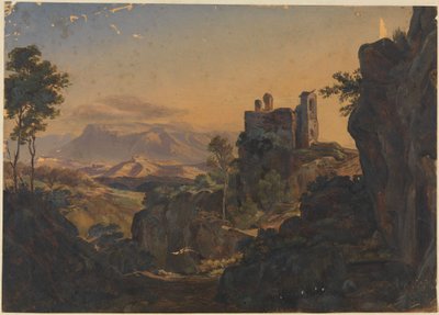 The Castle Ruins of Olevano with a View of the Sabine Mountains by Ernst Fries