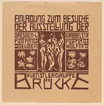 Invitation to an Exhibition of the Kuenstlergruppe Brücke by Ernst Ludwig Kirchner