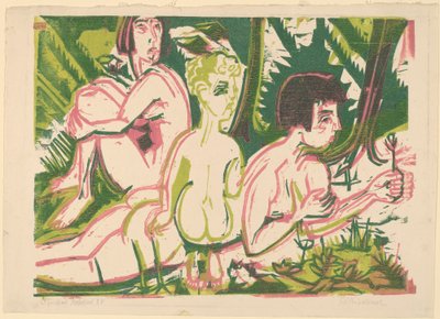 Nude Women with a Child in the Forest by Ernst Ludwig Kirchner