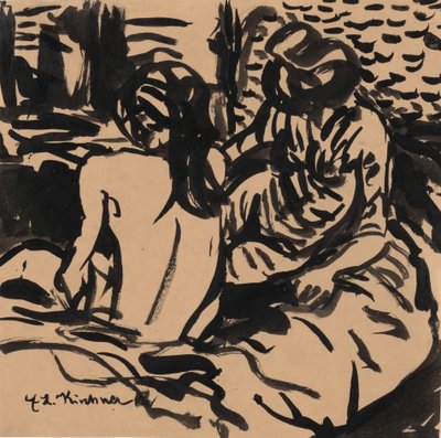 Two Nudes on a Bed Isabella and a Younger Girl, c. 1906 by Ernst Ludwig Kirchner