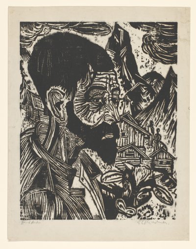 Sennkopf (Martin Schmied) by Ernst Ludwig Kirchner (signed by artist)