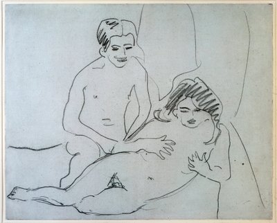 A Naked Couple Lying On A Bed by Ernst Ludwig Kirchner
