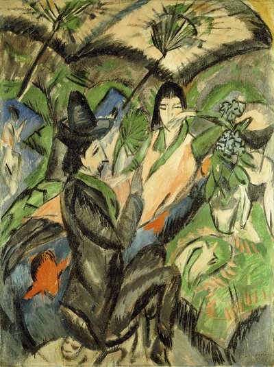 Couple under Japanese Parasols by Ernst Ludwig Kirchner