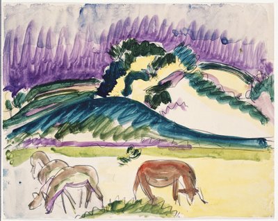 Cows in the Pasture by the Dunes by Ernst Ludwig Kirchner