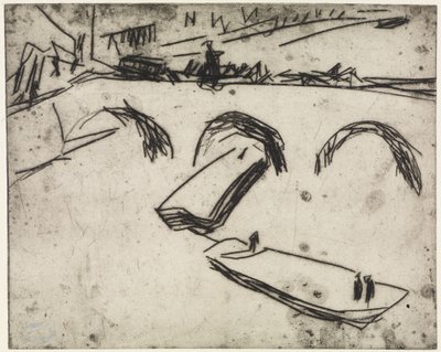Three Female Artists Working on Rings/Bridge at Kronprinzenufer, Berlin by Ernst Ludwig Kirchner