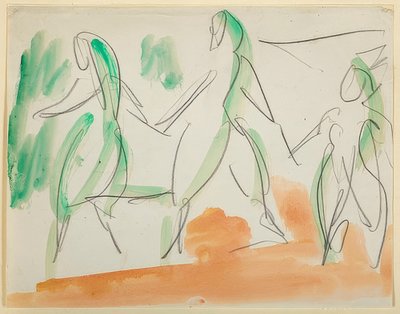 Three Dancers. 1911 Sketchbook Folkwang (Bl. 34) by Ernst Ludwig Kirchner